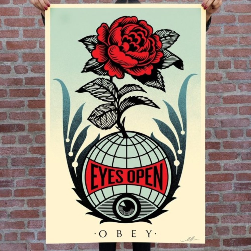 SHEPARD FAIREY - EYES OPEN SIGNED OFFSET LITHOGRAPH